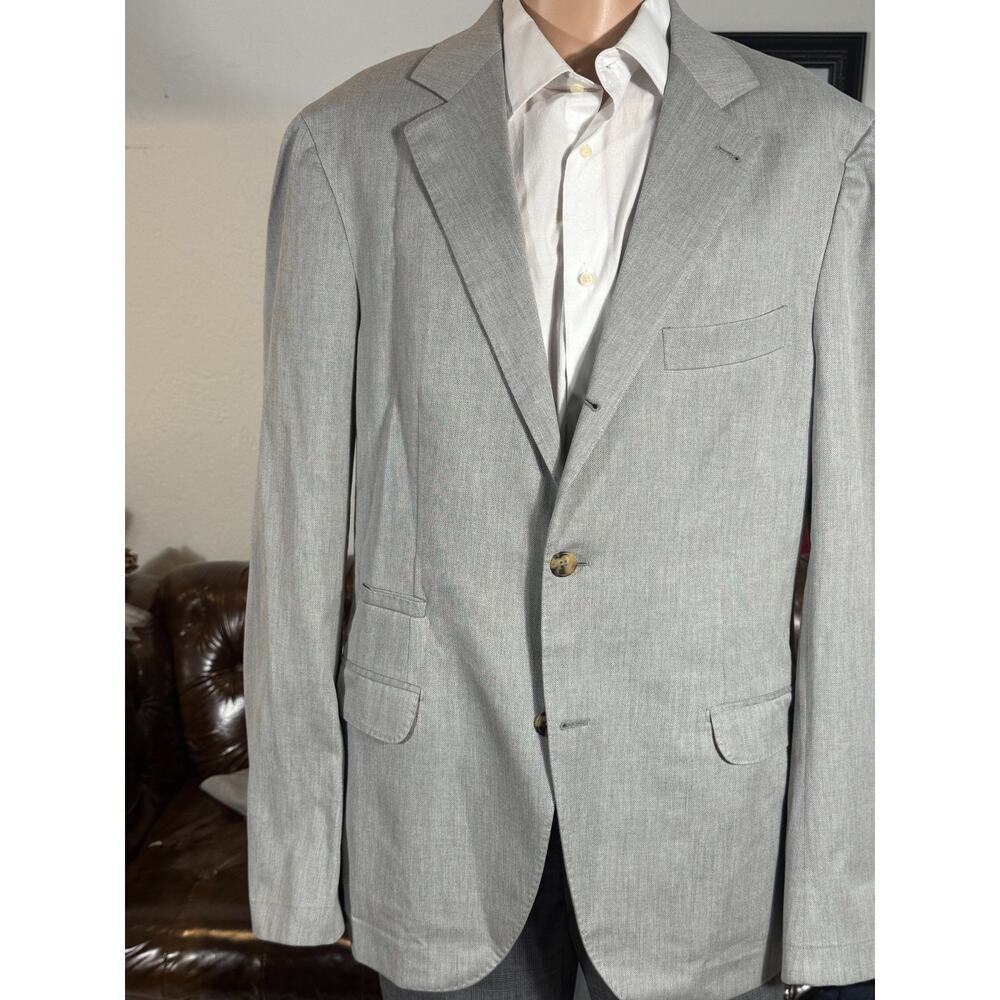 Brunello Cucinelli Gray Cotton Birdseye Nailhead Blazer Sportcoat 54IT 42R US